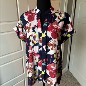 SHEIN Floral Blouse - Navy and Red